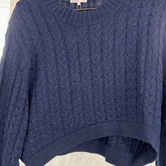 Danielle Bernstein cropped mock neck cable sweater - Picture 2 of 4